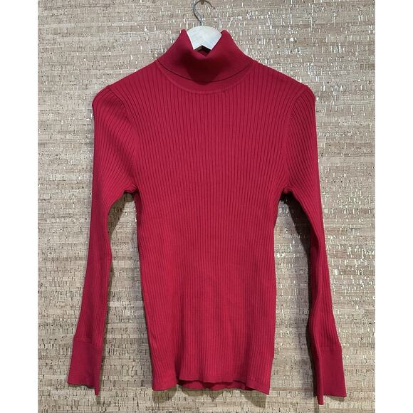 LOFT Women's Ribbed Turtleneck Pullover Sweater Size Large Red - Picture 1 of 6